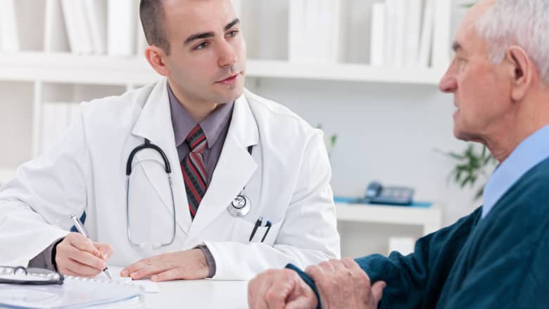 A patient talking with a doctor