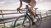 Biking across a bridge