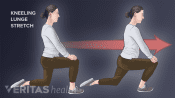 Profile position of stating and end point of a kneeling lunge stretch