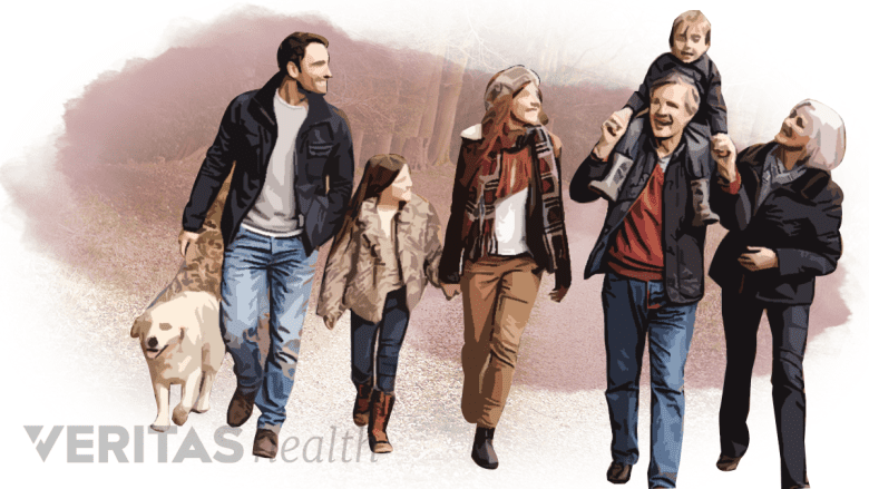 An illustration showing group of people walking.