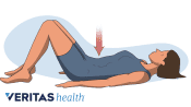 Woman doing a pelvic tilt exercise.