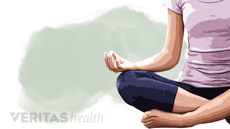 A woman performing meditation.